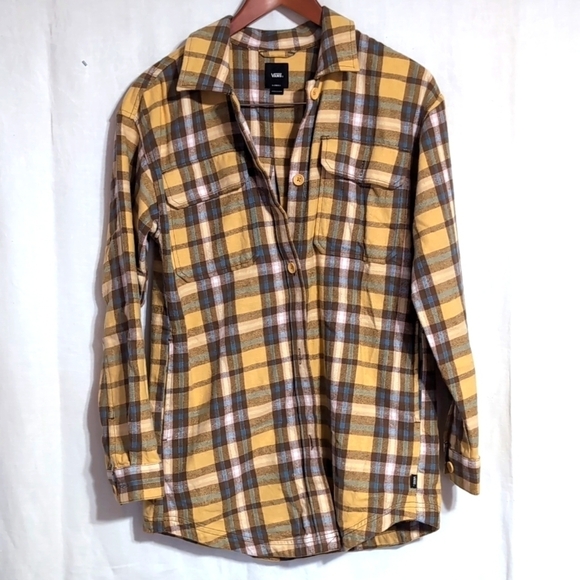 Vans Tops - Vans Amelia Women's Flannel Yellow Multicolored Button Up Size Extra Small